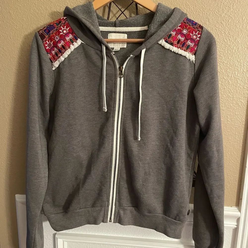 Billabong Gray Designer's Closet Zip Up Hoodie Size Large